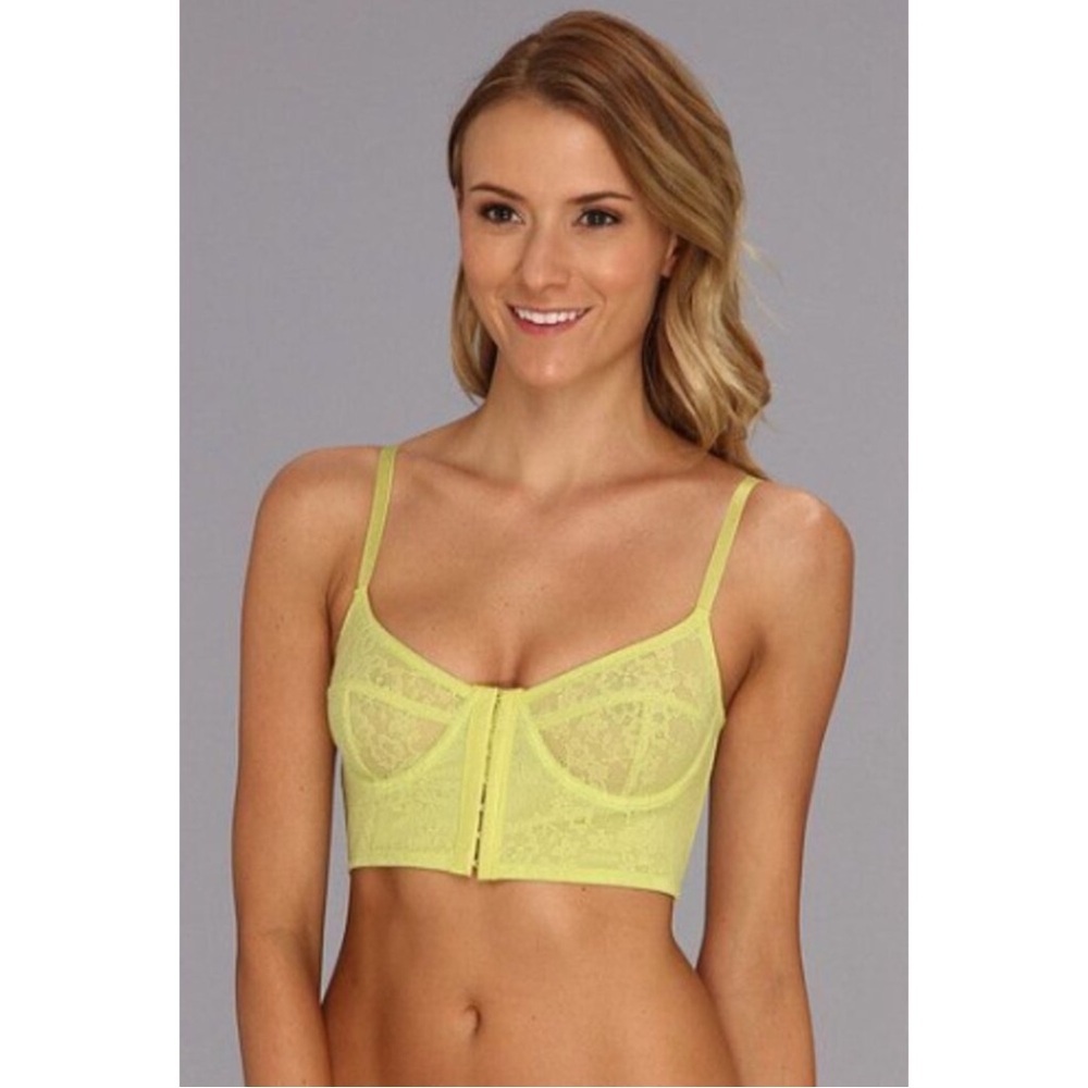 Free People Neon Yellow Lace Front closure Bra